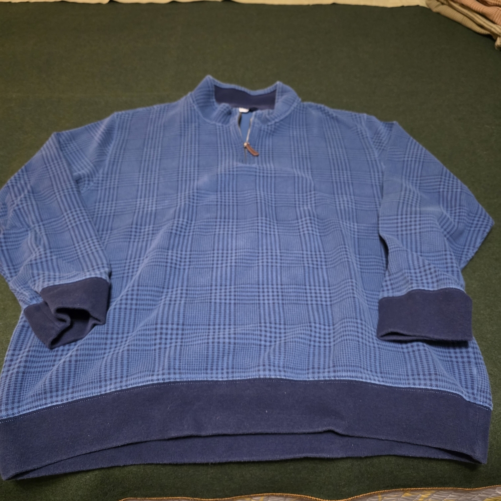 Lands' End Men's 1/4 Zip Up Blue Sweater